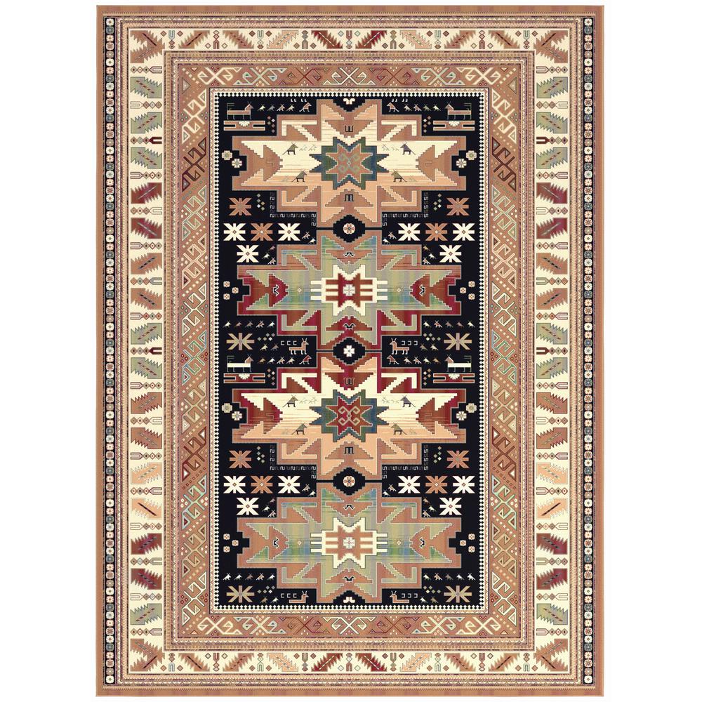 Sonoma Gypsy Rust, Black, Ivory, Aqua Viscose Area Rug, 7'10" x 10'1"