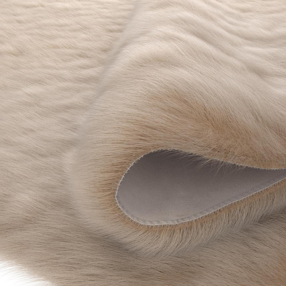 Gloss Beige Faux Fur Area Rug, 2' x 3'