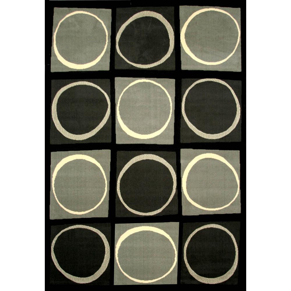 Terra Checkers Black/Grey/Ivory Area Rug, 7'9" x 10'6"