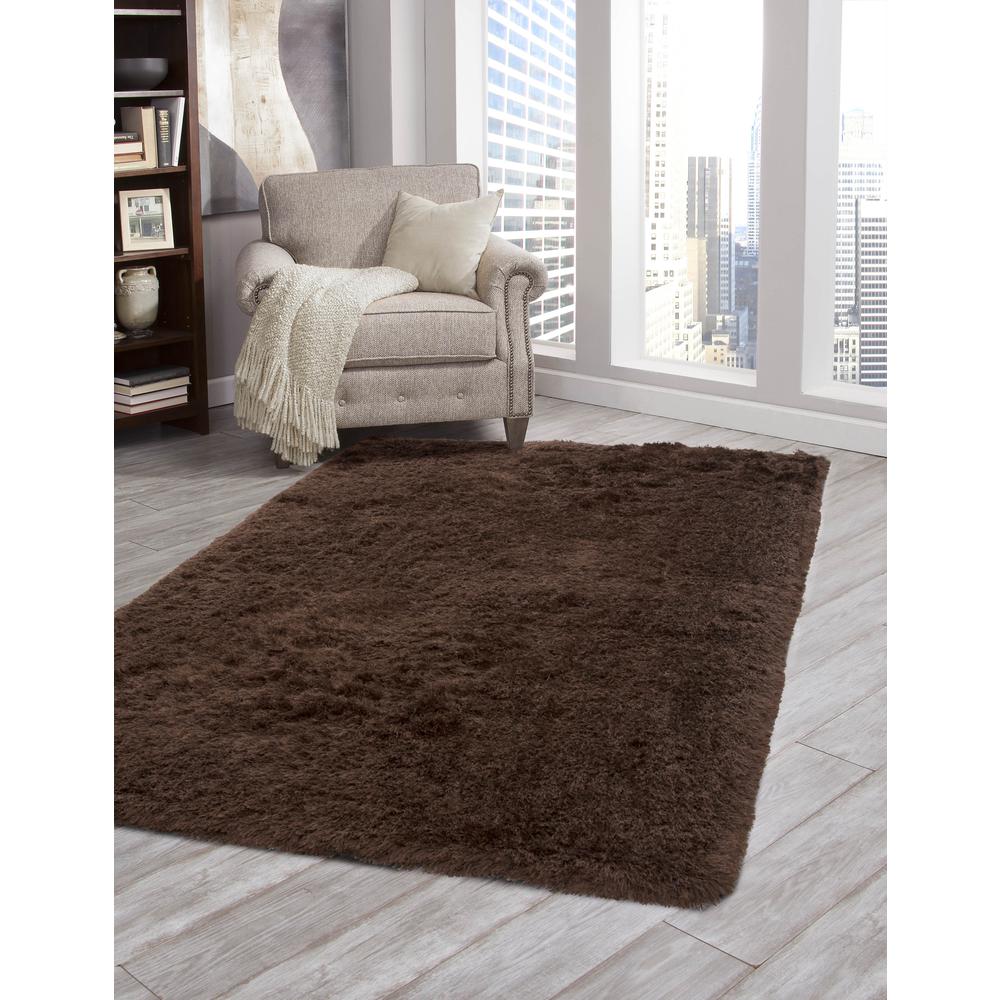 Luxe Shag Chocolate Area Rug, 8' x 10'