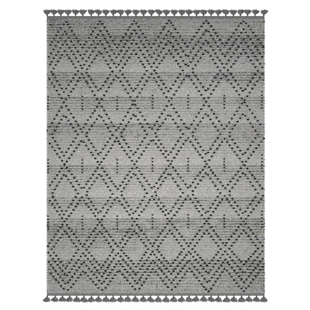 Vail Dowlan Gray and Charcoal - Wool and Cotton Area Rug with Tassels, 5' x 8'