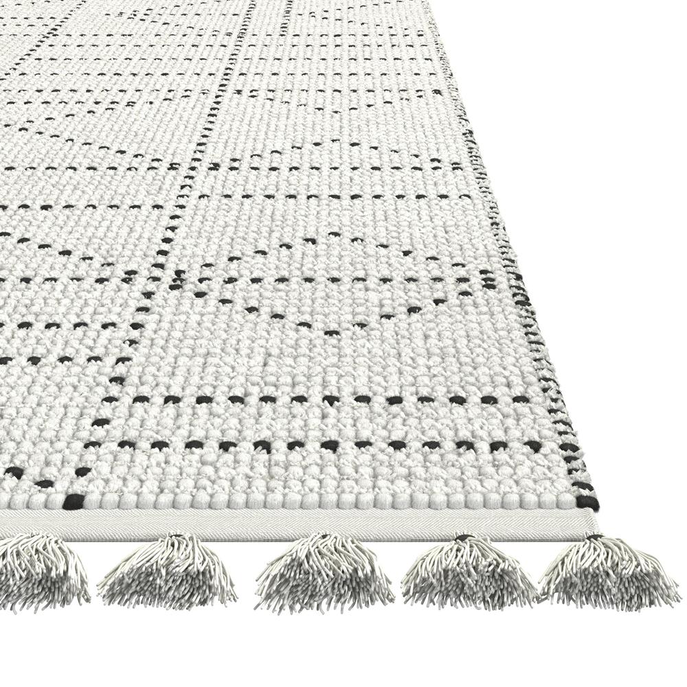 Vail Pardo Ivory and Charcoal - Wool and Cotton Area Rug with Tassels, 8' x 10'