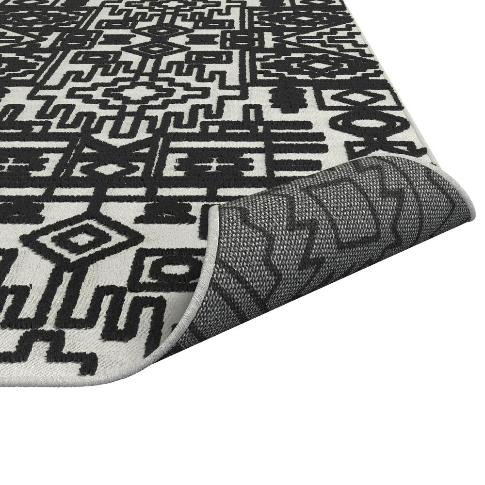 Napa Mercana Ivory and Black Chenille High-Low Area Rug, 7'10" x 10'10"