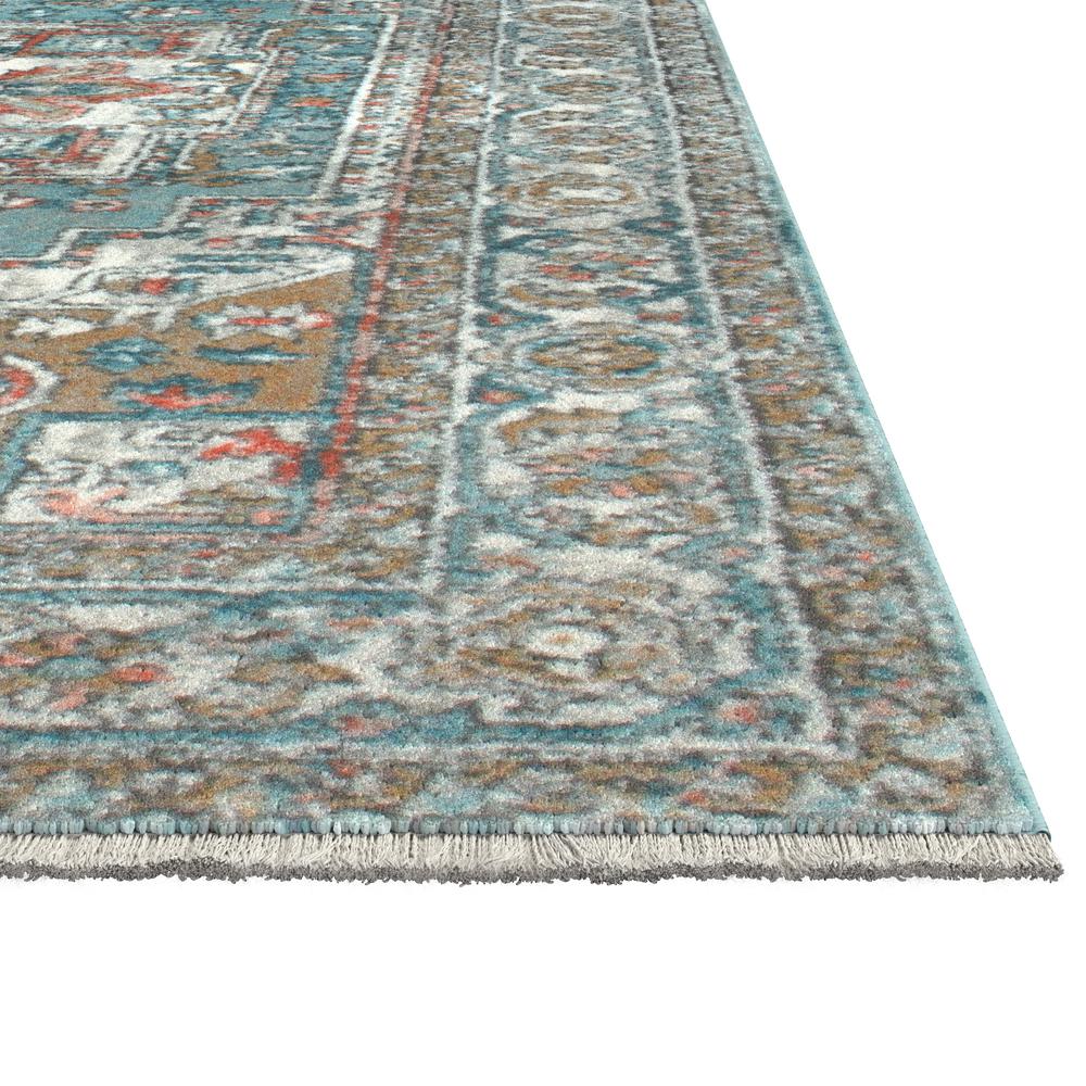 Laguna Highland Blue/Natural/Coral/Ivory Area Rug, 5'3" x 7'6"