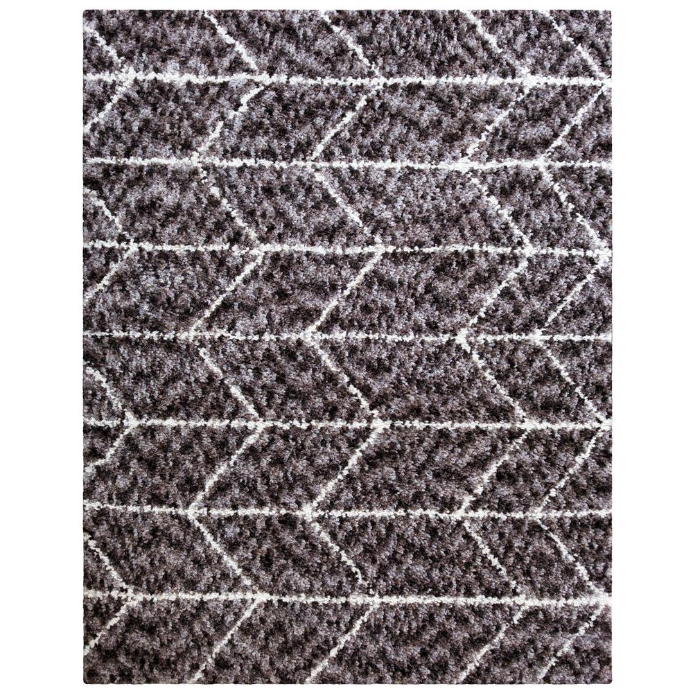 Oasis Cosima Dark Gray and White Polyester Area Rug, 5'3 x 7'6"