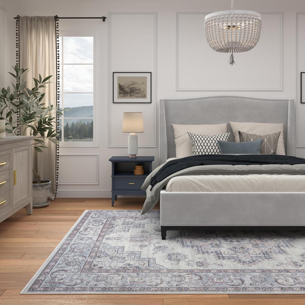 Sonoma Calanthe Gray, Blush, Blue, Ivory Viscose Area Rug, 5'3" x 7'6"