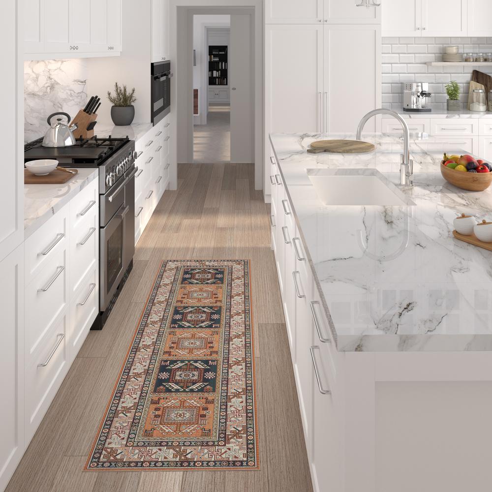 Sonoma Myan Aqua/Rust/Black/Ivory Area Rug, 2'2" x 6'11"