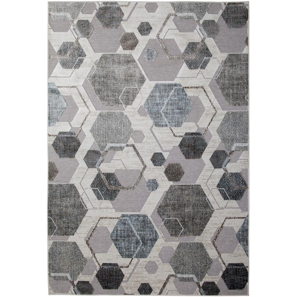 Napa Elio Grey/ Blue/ Multi Geometric Area Rug, 5'3" x 7'6"