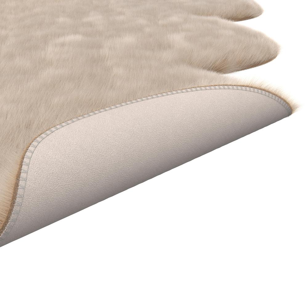 Gloss Beige Faux Fur Area Rug, 2' x 3'