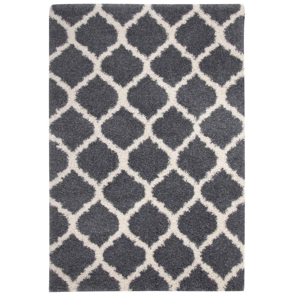 Comfort Shag Blue/White Olefin Area Rug, 5'3" x 7'6"