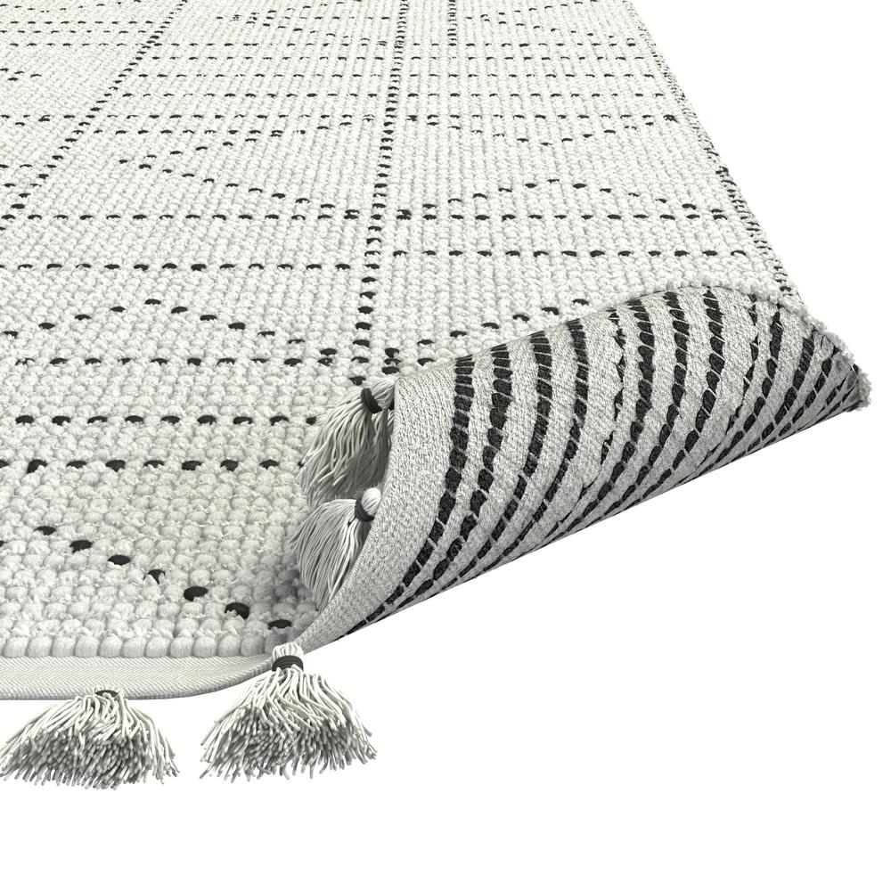 Vail Pardo Ivory and Charcoal - Wool and Cotton Area Rug with Tassels, 5' x 8'