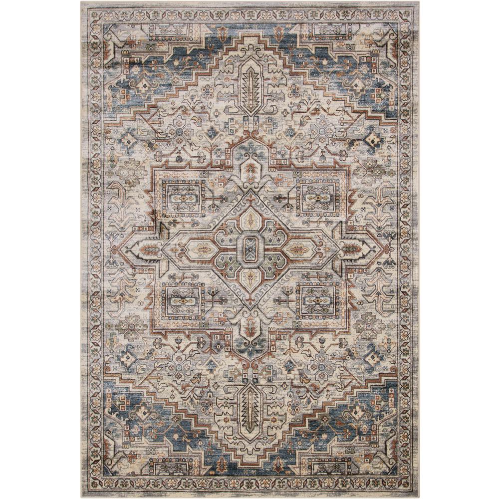 Sonoma Emperial Natural/ Rust/ Blue Viscose Area Rug, 5'3" x 7'6"