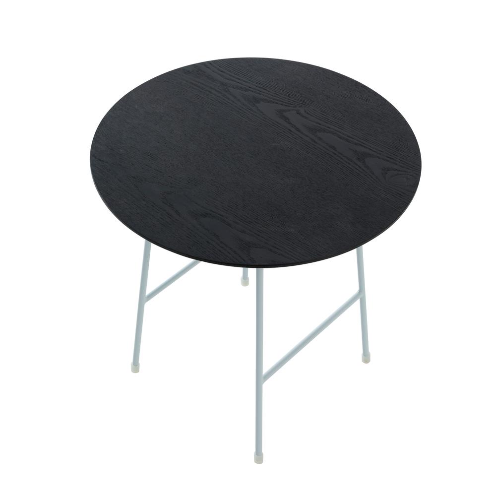 Rossmore Mid Century Modern Round Side Table With White Steel Frame