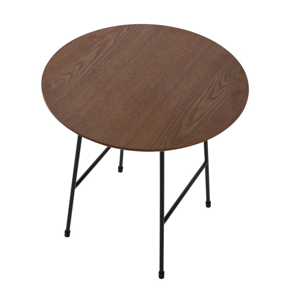 Rossmore Mid Century Modern Round Side Table With Black Steel Frame