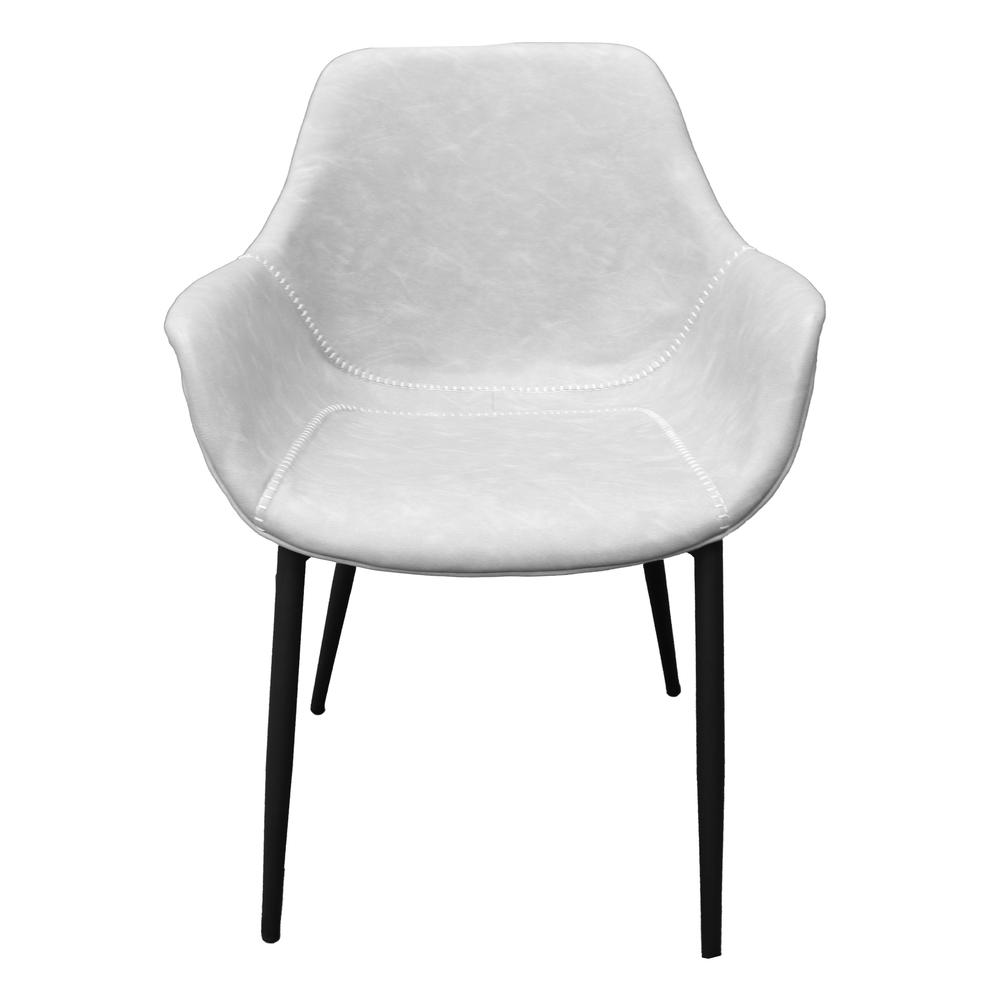 Markley Modern Leather Dining Arm Chair With Metal Legs