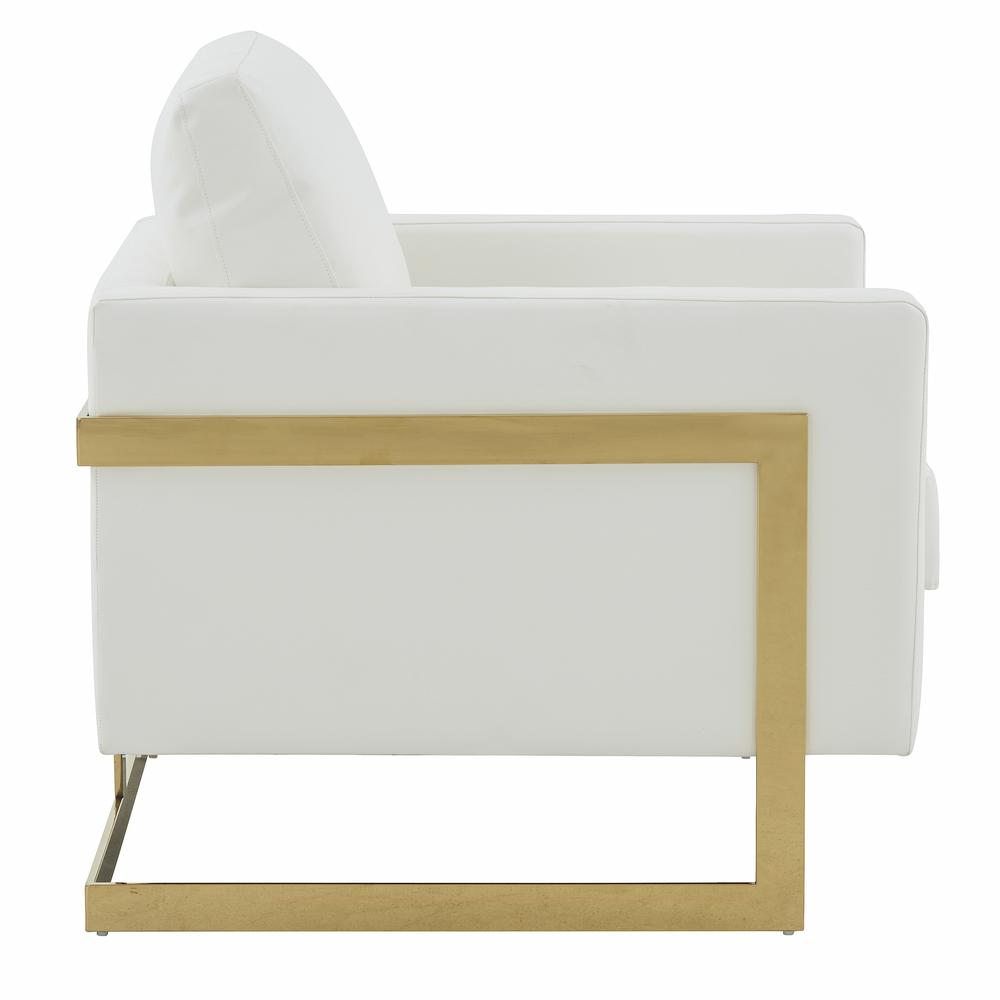 Leather Accent Armchair With Gold Frame