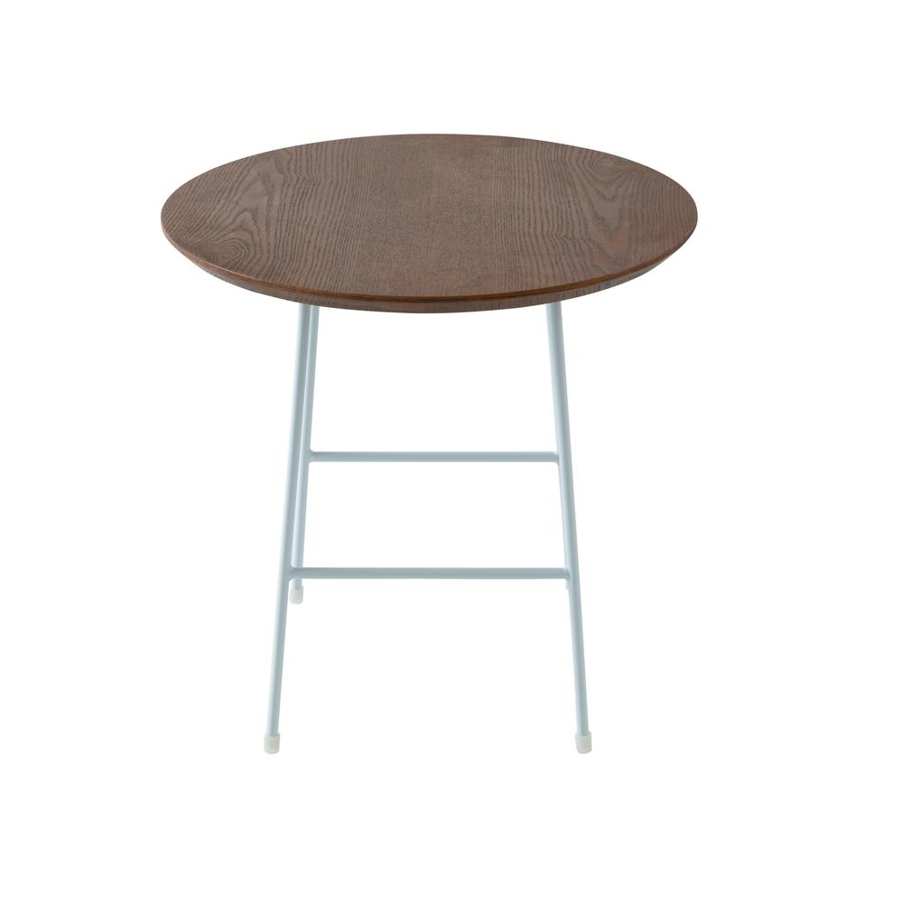 Rossmore Mid Century Modern Round Side Table With White Steel Frame