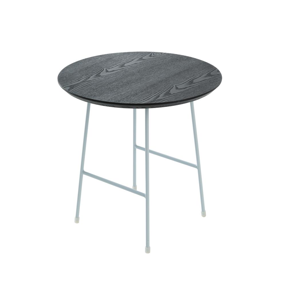 Rossmore Mid Century Modern Round Side Table With White Steel Frame