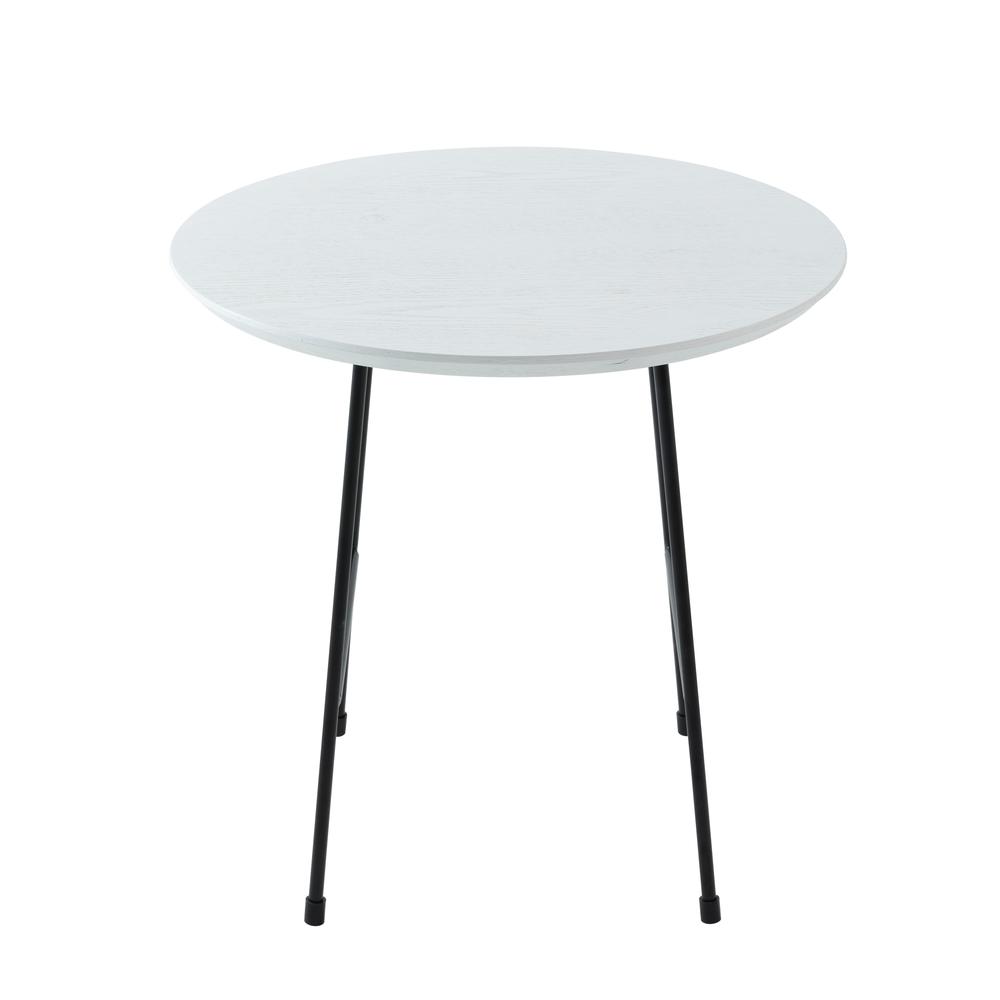 Rossmore Mid Century Modern Round Side Table With Black Steel Frame
