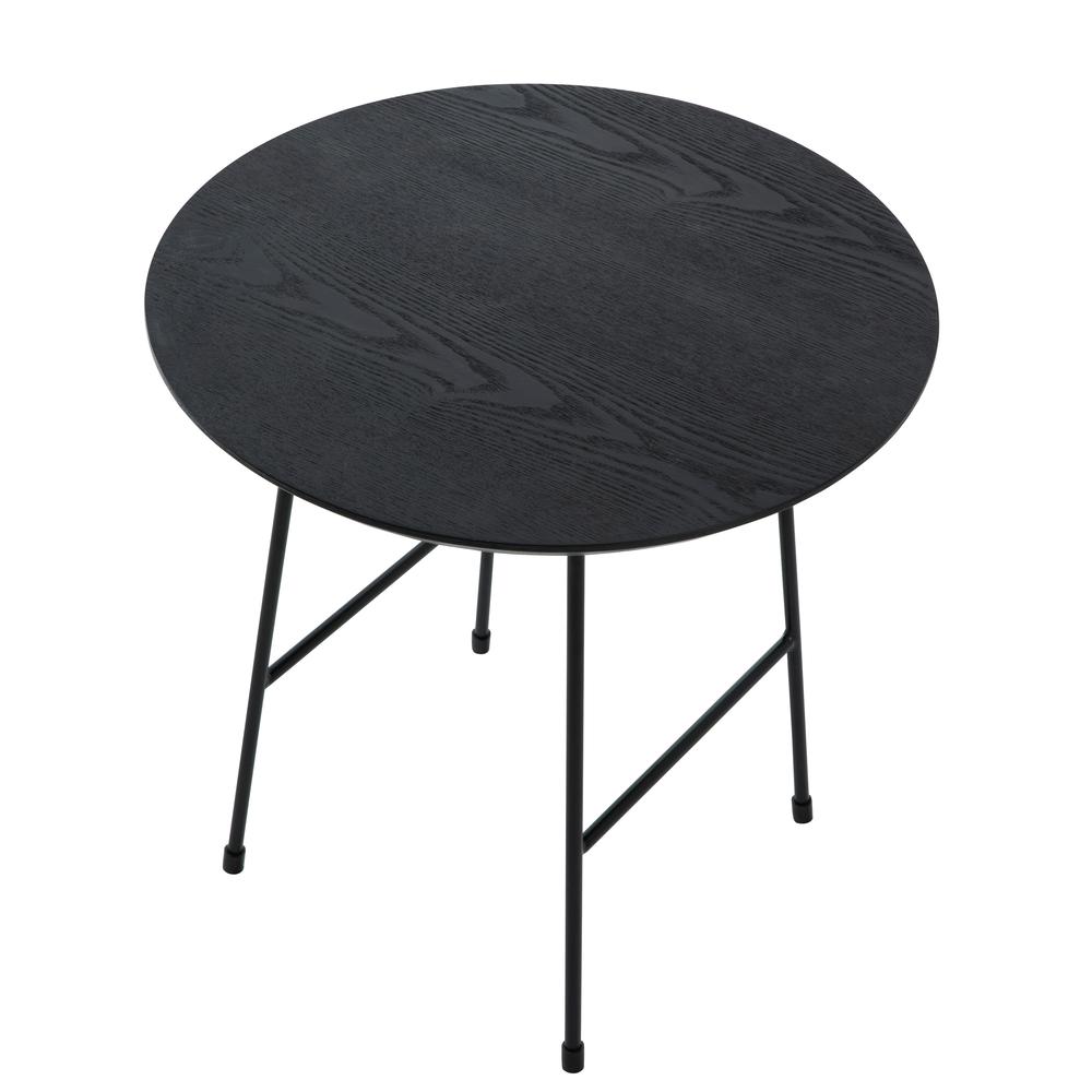 Rossmore Mid Century Modern Round Side Table With Black Steel Frame
