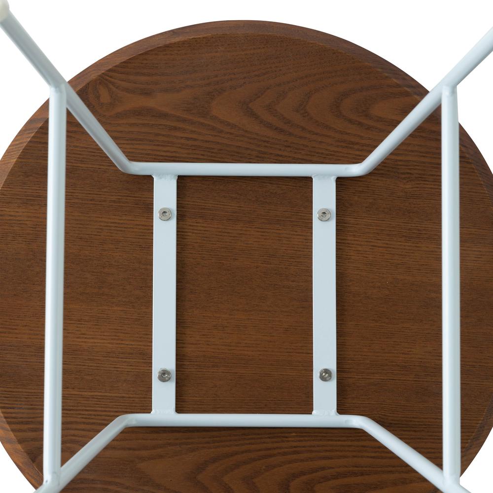 Rossmore Mid Century Modern Round Side Table With White Steel Frame