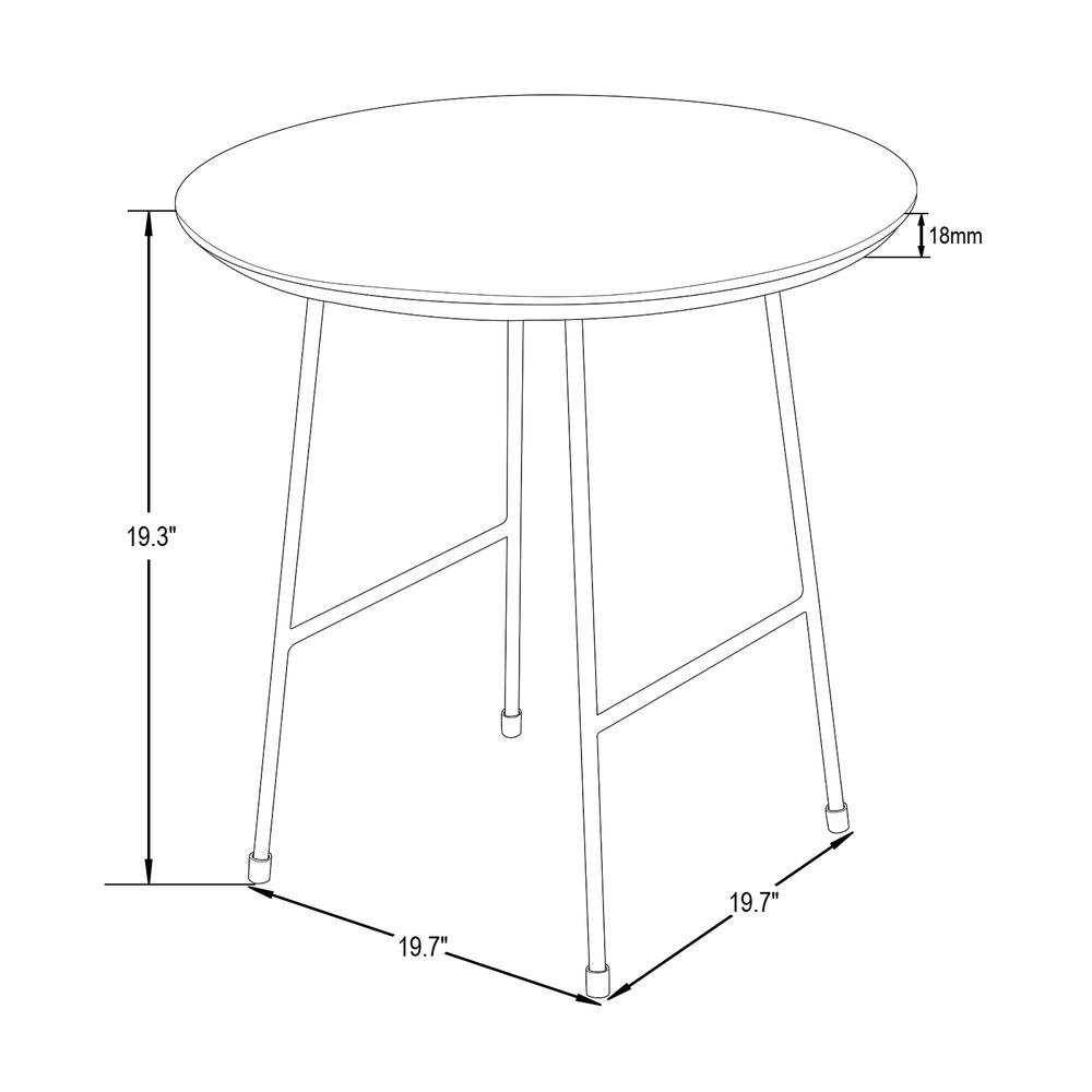 Rossmore Mid Century Modern Round Side Table With Black Steel Frame