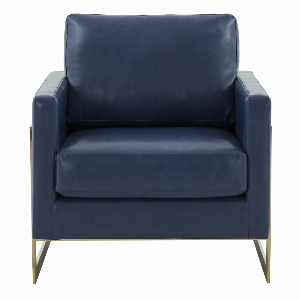 Leather Accent Armchair With Gold Frame