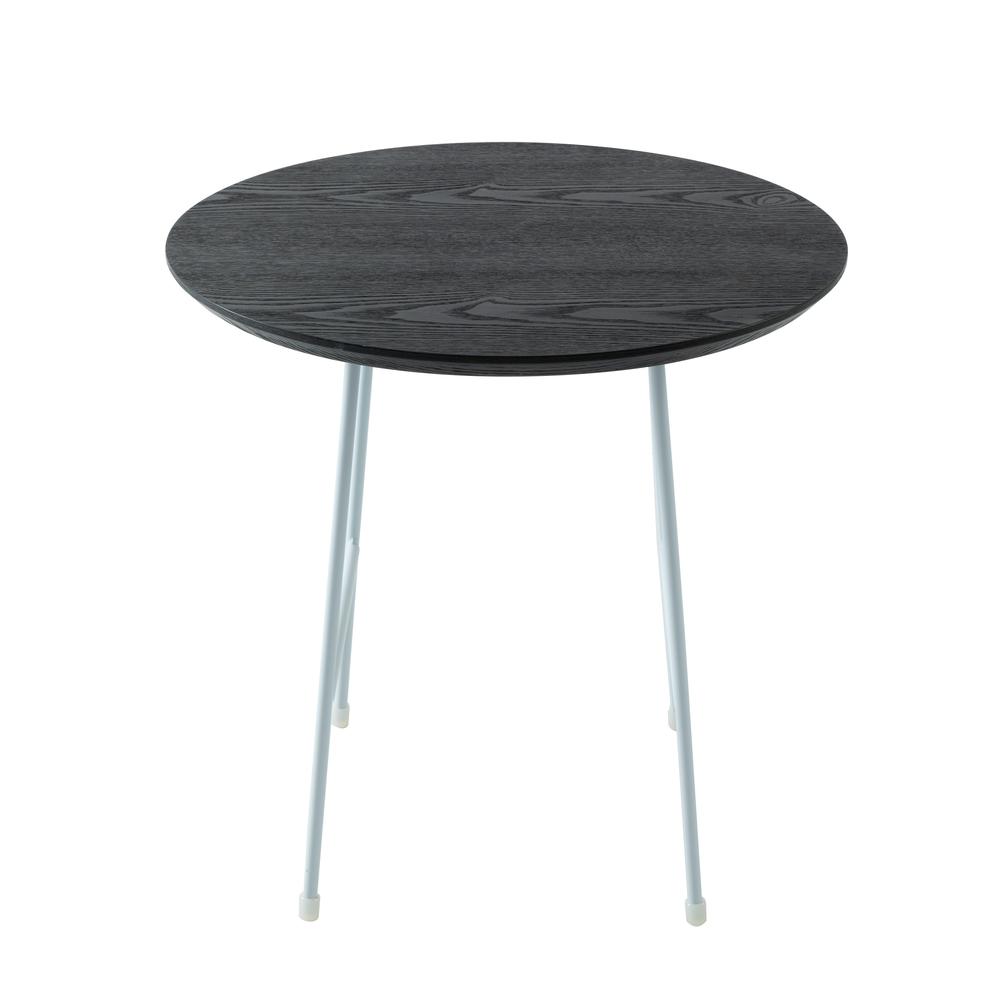 Rossmore Mid Century Modern Round Side Table With White Steel Frame