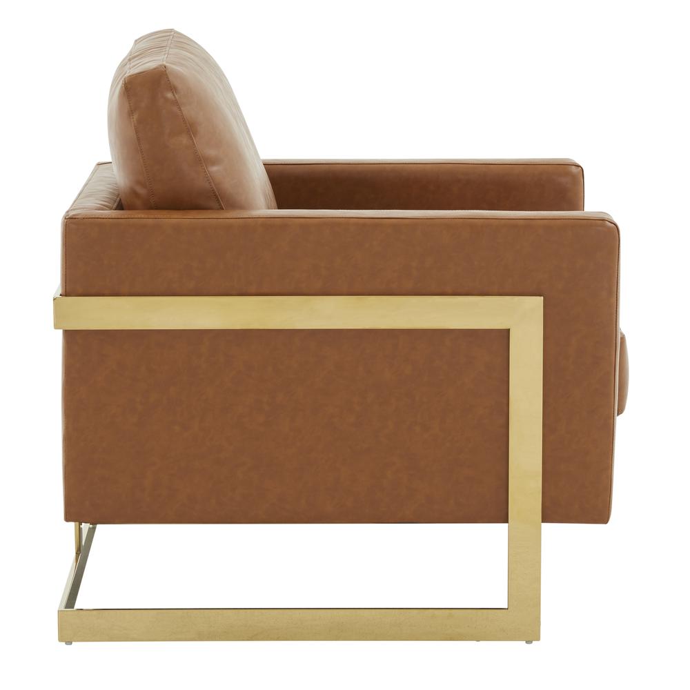 Leather Accent Armchair With Gold Frame