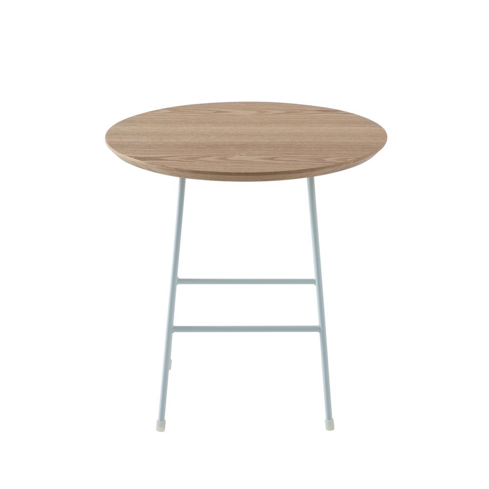 Rossmore Mid Century Modern Round Side Table With White Steel Frame