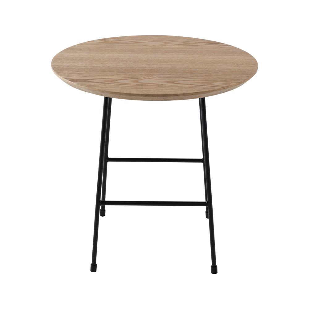 Rossmore Mid Century Modern Round Side Table With Black Steel Frame