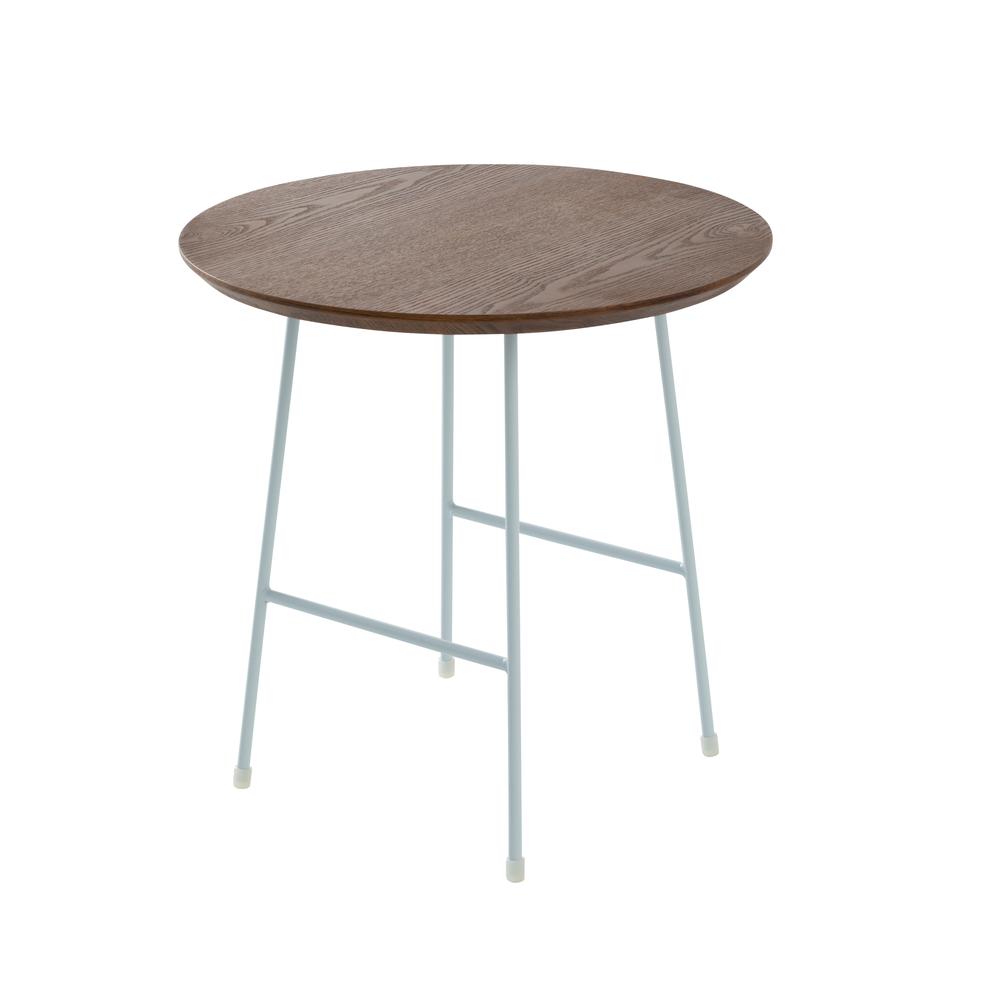 Rossmore Mid Century Modern Round Side Table With White Steel Frame