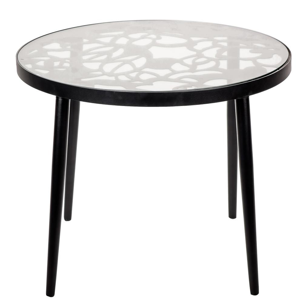 Devon Tree Design Glass Top Aluminum Base Indoor Outdoor End Table