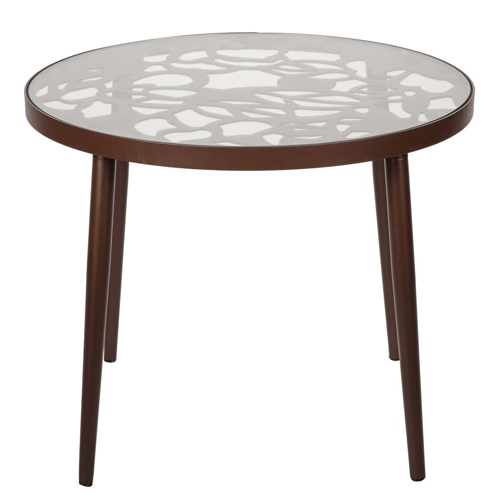 Devon Tree Design Glass Top Aluminum Base Indoor Outdoor End Table