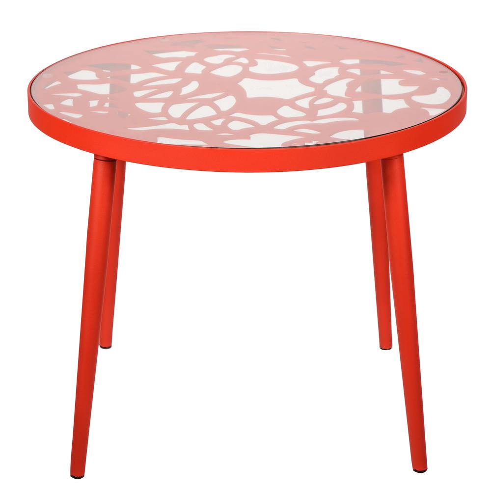 Devon Tree Design Glass Top Aluminum Base Indoor Outdoor End Table