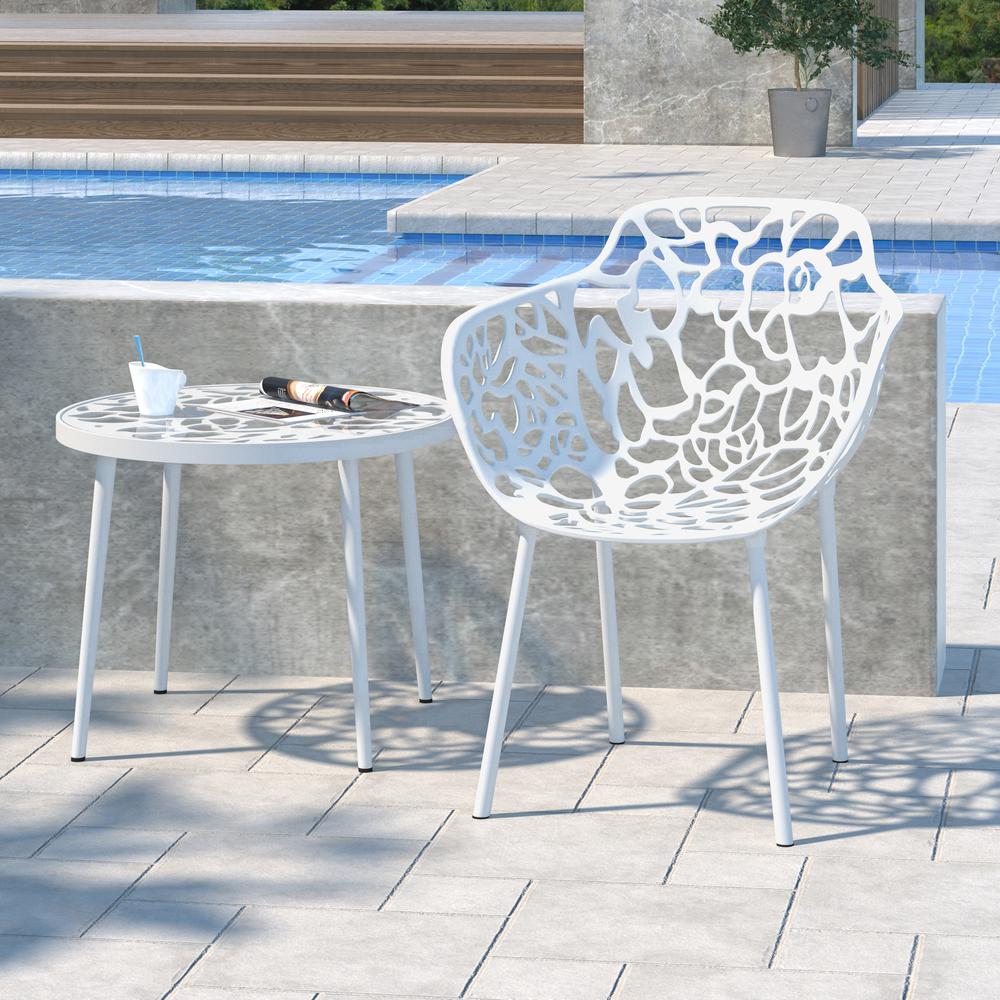 Devon Tree Design Glass Top Aluminum Base Indoor Outdoor End Table
