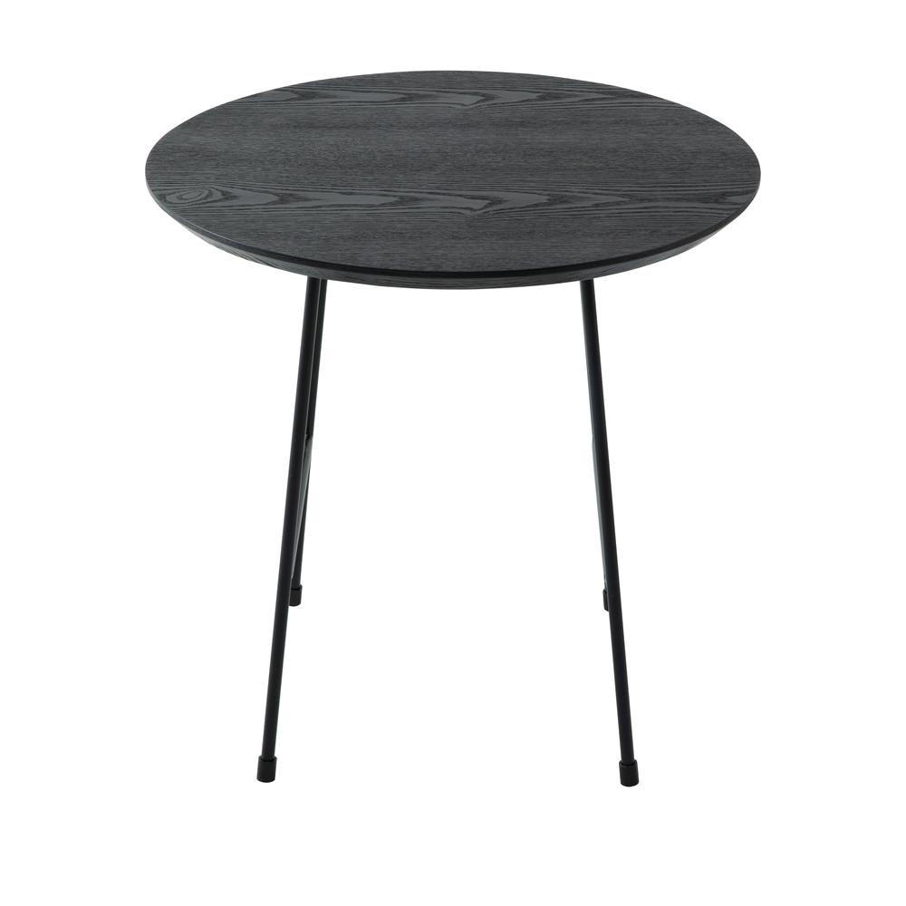 Rossmore Mid Century Modern Round Side Table With Black Steel Frame