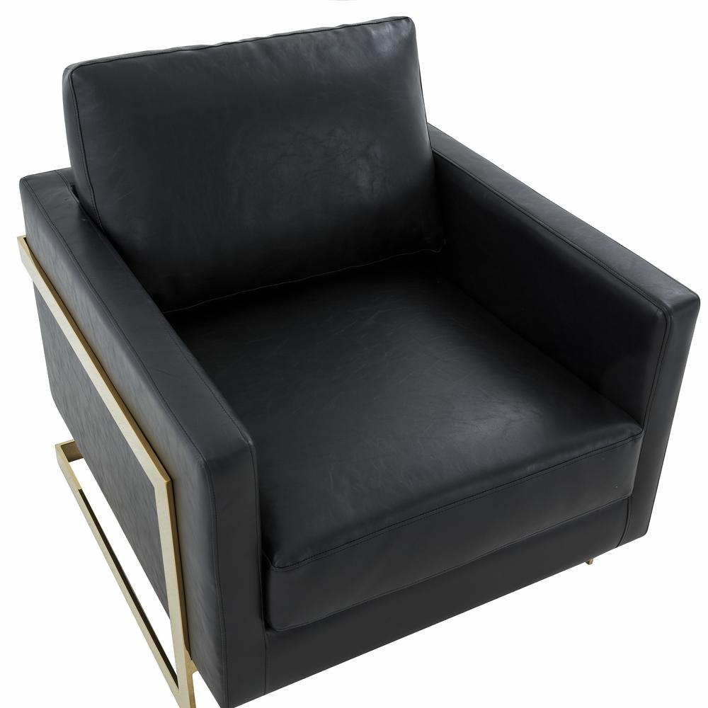 Leather Accent Armchair With Gold Frame
