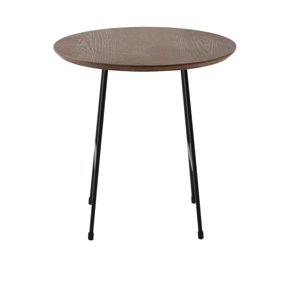 Rossmore Mid Century Modern Round Side Table With Black Steel Frame