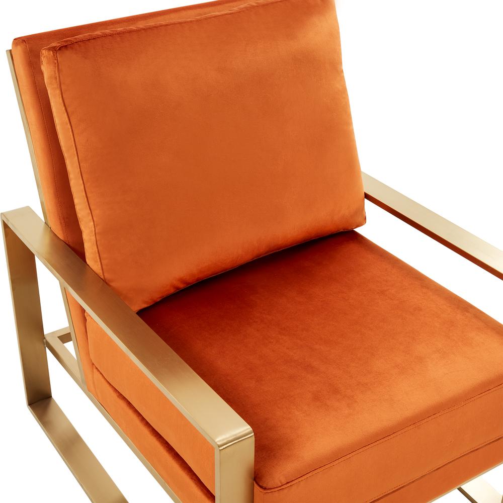 Jefferson Velvet Design Accent Armchair With Gold Brass Finish Frame