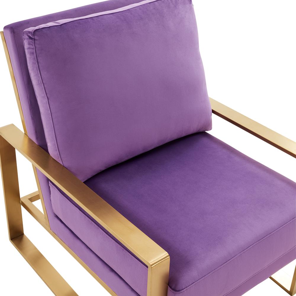Jefferson Velvet Design Accent Armchair With Gold Brass Finish Frame