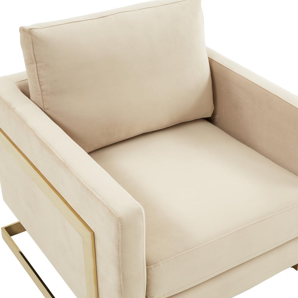 Velvet Accent Armchair With Gold Frame