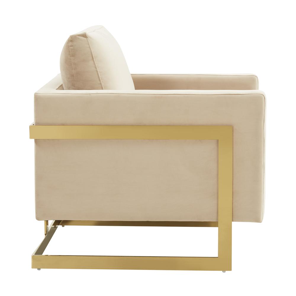 Velvet Accent Armchair With Gold Frame
