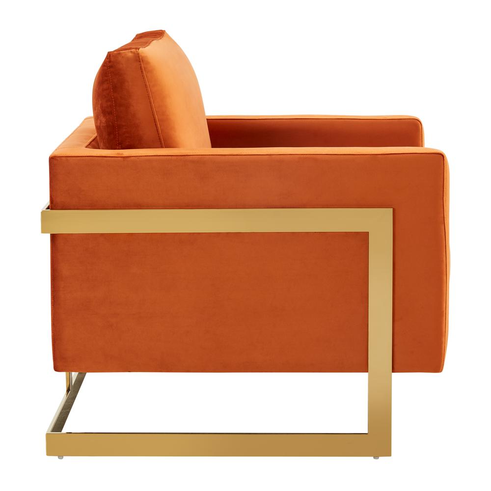 Velvet Accent Armchair With Gold Frame