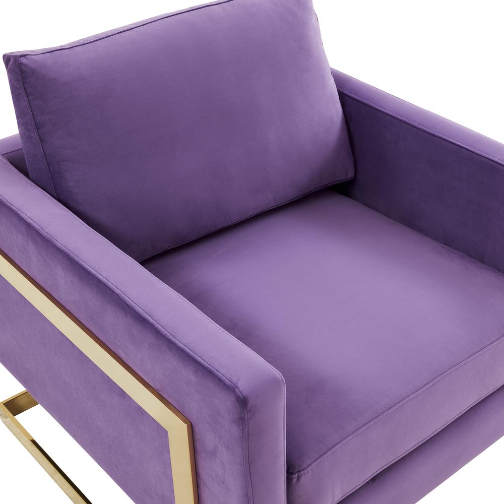Velvet Accent Armchair With Gold Frame