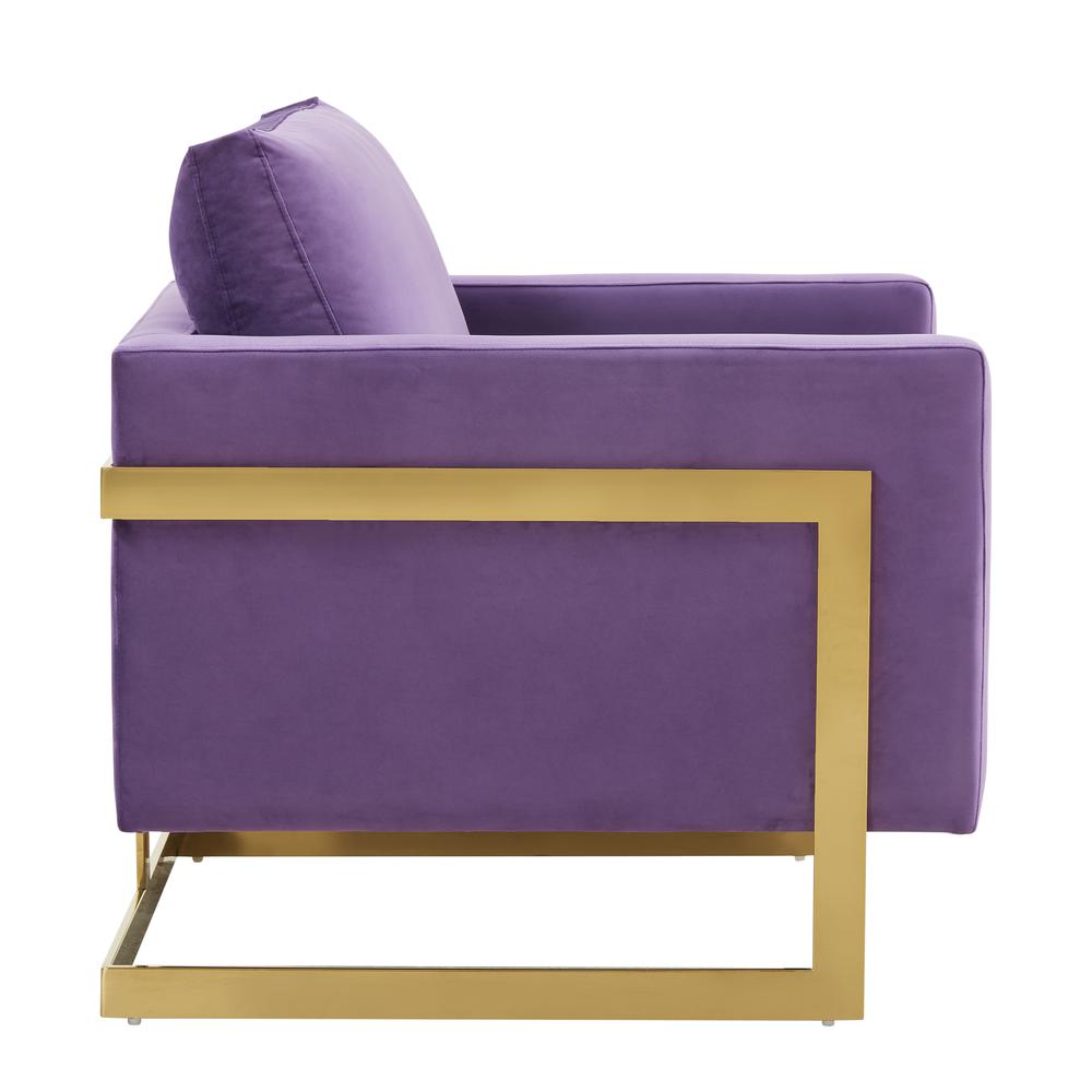 Velvet Accent Armchair With Gold Frame