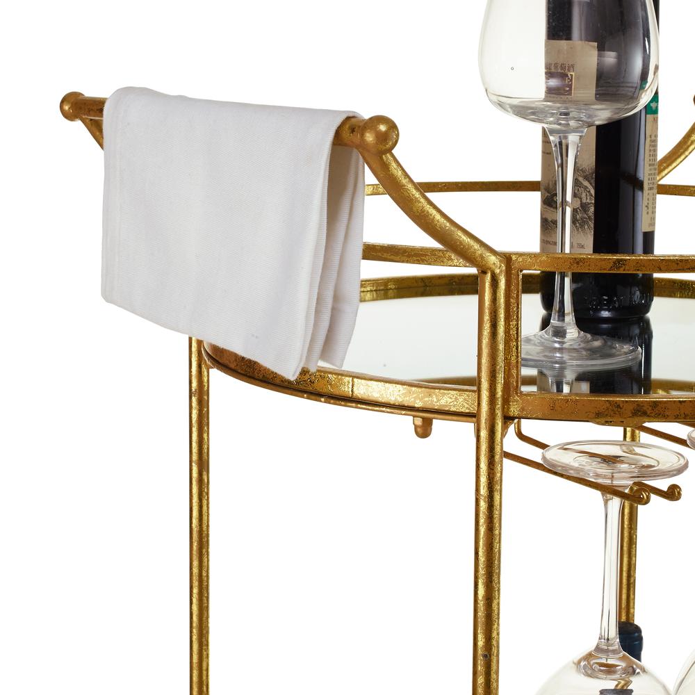 Round Gold Metal Bar Cart