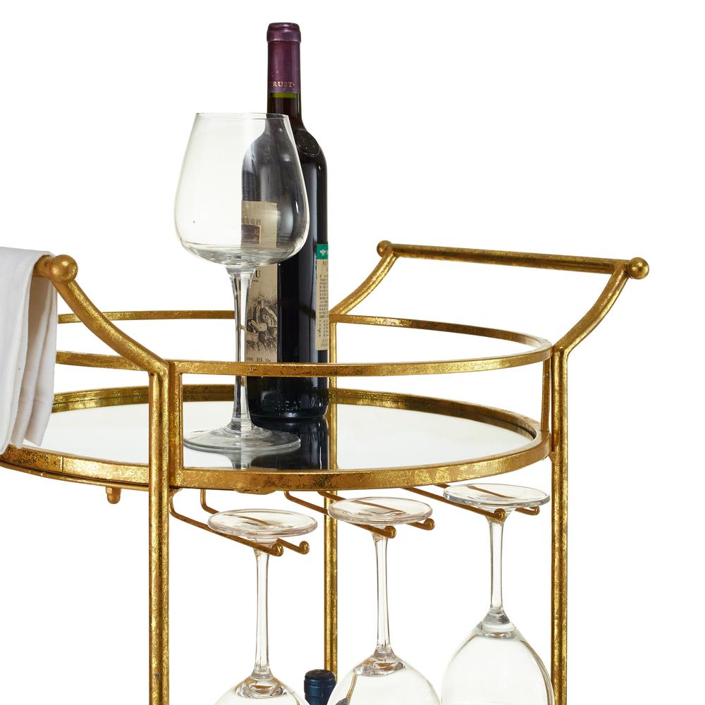 Round Gold Metal Bar Cart