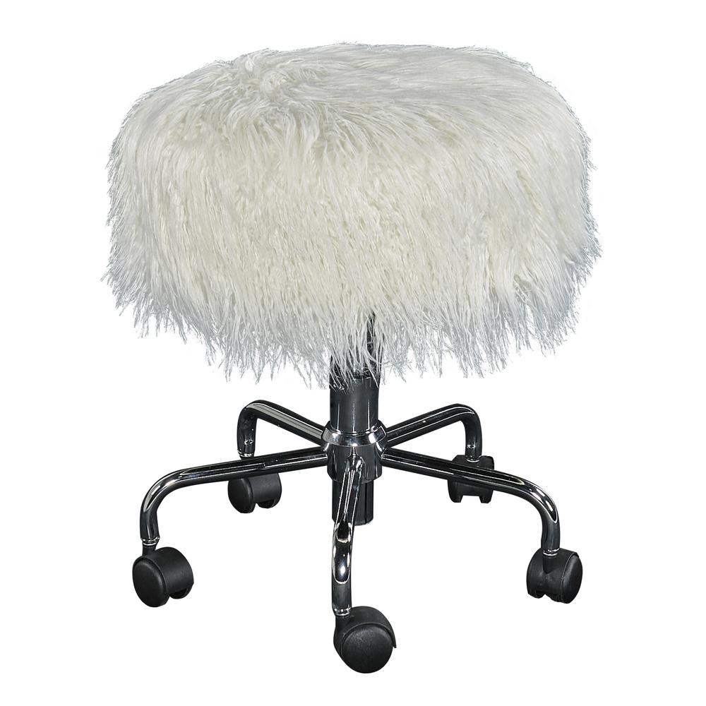 Tillie White Faux Fur Stool