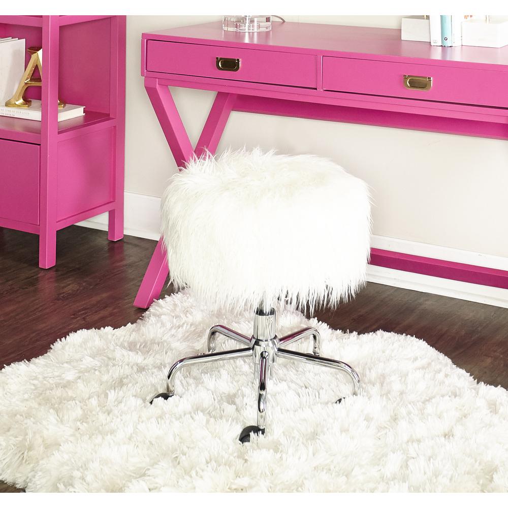 Tillie White Faux Fur Stool